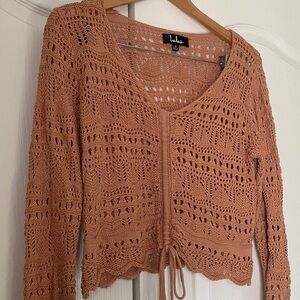 NWOT Lulus Terracotta Crochet Cardigan